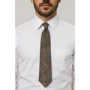 Windridge Paisley Tie Vintage Gray Red Blue